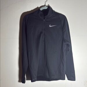 Nike Black Performance Jacket with Quarter-Zip and Standing Collar